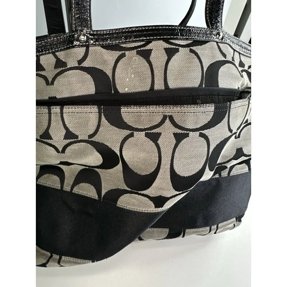 DAMAGED/ WORN COACH XL Tote / Diaper Bag /Signature C'S/ F13803/ Black